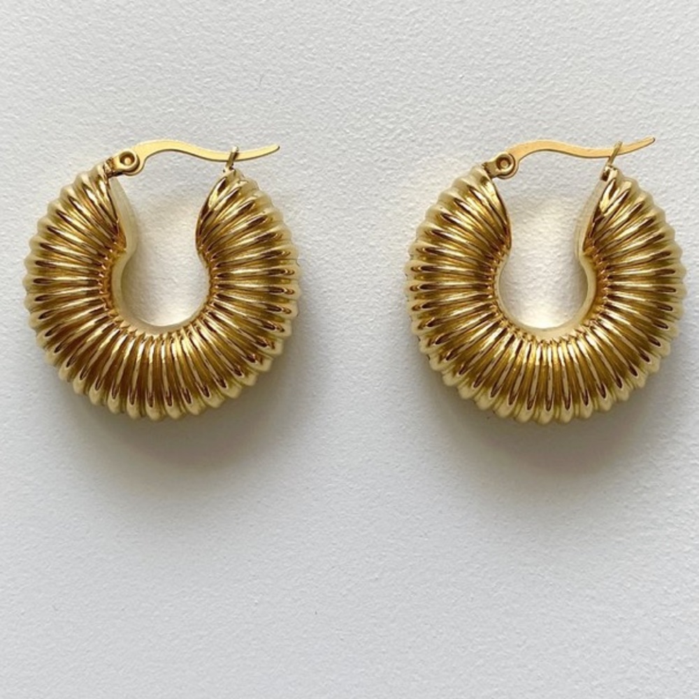 Chunky earrings hoop earrings round earrings - Picture 4 of 5
